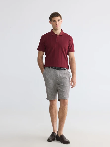 LCWAIKIKI Classic Kahverengi Regular Fit Keten Karışmlı Erkek Şort ürün görseli 1