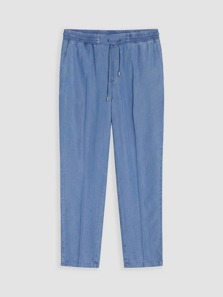 LCW Modest İndigo Beli Lastikli Mom Fit Kadın Jean Pantolon ürün görseli 1