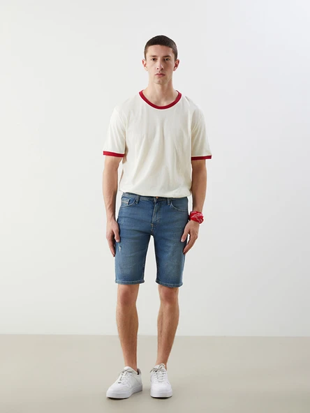 LCW Jeans İndigo Süper Skinny Fit Erkek Jean Şort ürün görseli 1