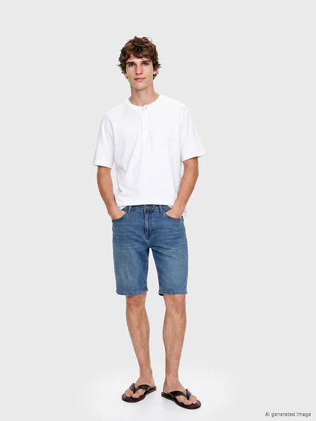 LCW Jeans İndigo Süper Skinny Fit Erkek Jean Şort ürün görseli 1