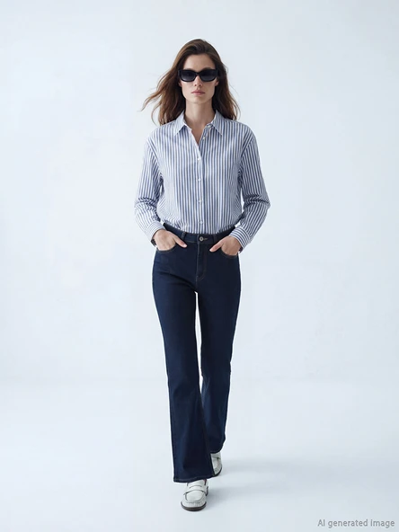 LCW Modest İndigo Flare Kadın Jean Pantolon ürün görseli 1
