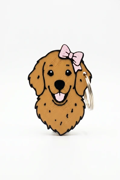 Kurdeleli Golden Retriever Figürlü Açacaklı Anahtarlık ürün görseli 1