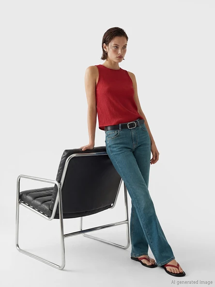 LCW Jeans İndigo Yüksek Bel Flare Kadın Jean Pantolon ürün görseli 1