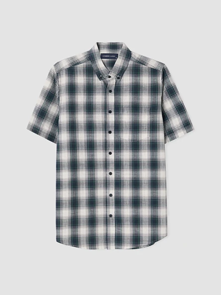 LCWAIKIKI Classic Yeşil Regular Fit Ekose Poplin Erkek Gömlek ürün görseli 1