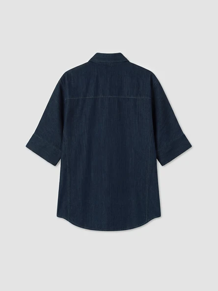 LCW Jeans İndigo Kadın Jean Gömlek - Resim 8