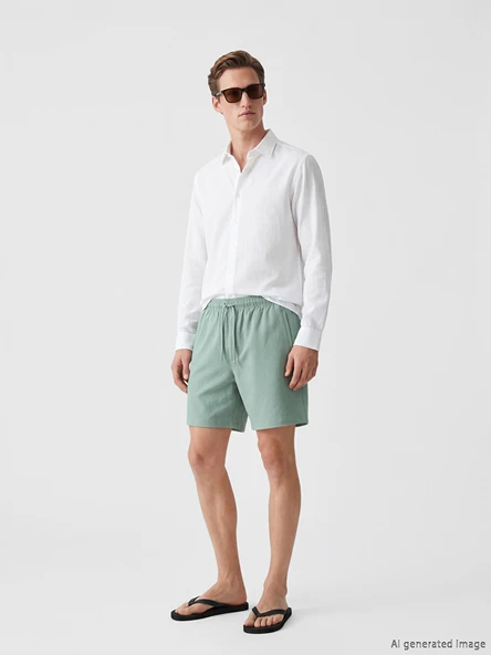 LCW SWIMWEAR Yeşil Kısa Boy Erkek Deniz Şortu ürün görseli 1