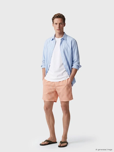 LCW SWIMWEAR Pembe Kısa Boy Çizgili Erkek Deniz Şortu ürün görseli 1