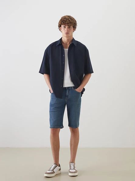 LCW Jeans İndigo Standart Kalıp Erkek Jean Şort ürün görseli 1