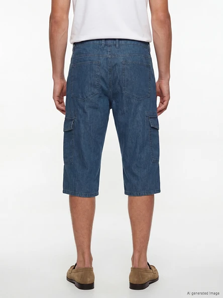 LCW Jeans Yeşil Regular Fit Erkek Jean Şort - Resim 4