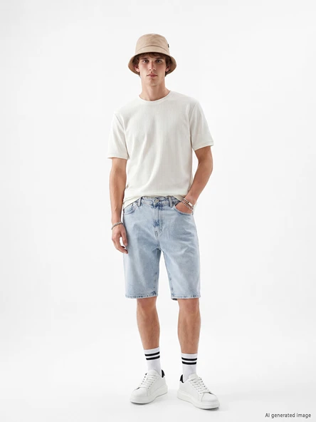 LCW Jeans İndigo Regular Fit Erkek Jean Şort ürün görseli 1