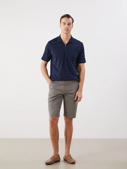 LCWAIKIKI Classic Haki Standart Kalıp Gabardin Erkek Şort ürün görseli 1