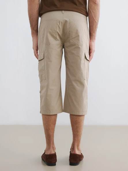LCWAIKIKI Classic Bej Regular Fit Erkek Kargo Şort - Resim 4