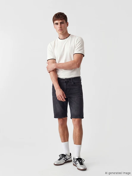 LCW Jeans Antrasit Slim Fit Erkek Jean Şort ürün görseli 1