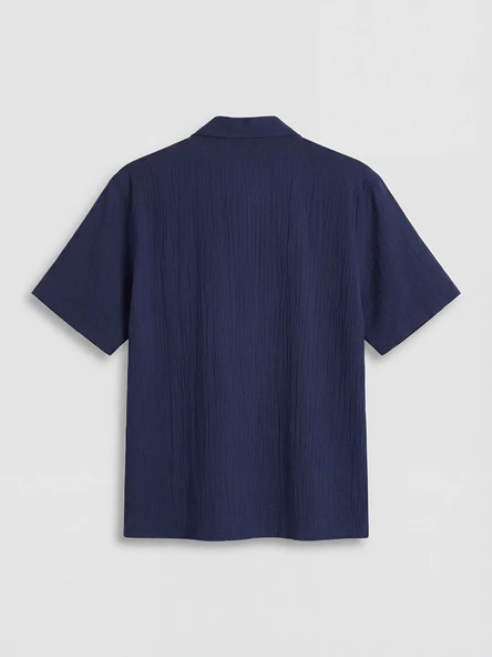 LCW Vision İndigo Regular Fit Krinkle Erkek Gömlek - Resim 6