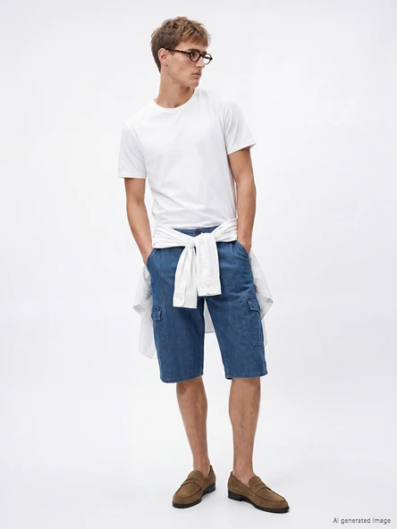 LCW Jeans Yeşil Regular Fit Erkek Jean Şort ürün görseli 1