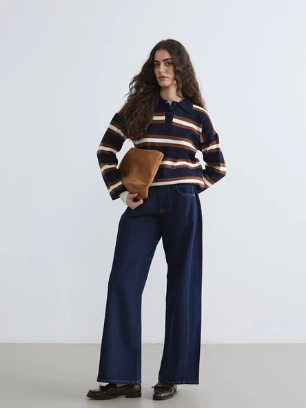 LCW Jeans İndigo Wideleg Kadın Jean Pantolon ürün görseli 1