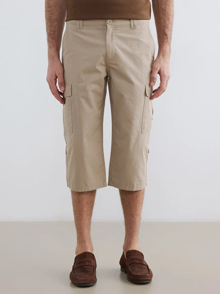 LCWAIKIKI Classic Bej Regular Fit Erkek Kargo Şort - Resim 2