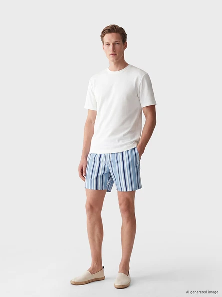 LCW SWIMWEAR Mavi Kısa Boy Çizgili Erkek Deniz Şortu ürün görseli 1