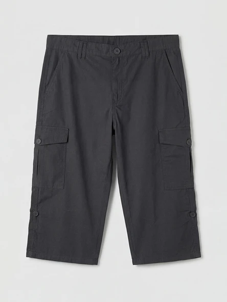 LCWAIKIKI Classic Antrasit Regular Fit Erkek Kargo Şort - Resim 3