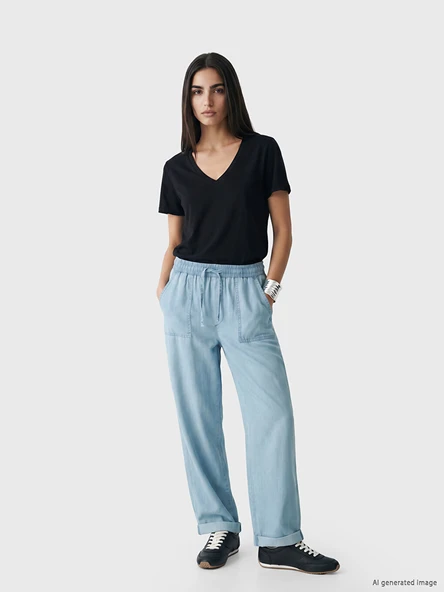 LCW Jeans İndigo Beli Lastikli Carrot Fit Kadın Jean Pantolon ürün görseli 1