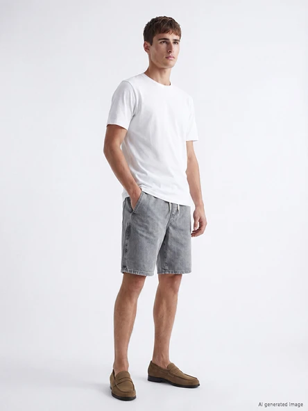 LCW Jeans Gri Loose Fit Erkek Jean Şort ürün görseli 1