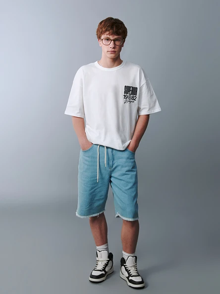 LCW Kids İndigo Genç Erkek Jean Bermuda ürün görseli 1