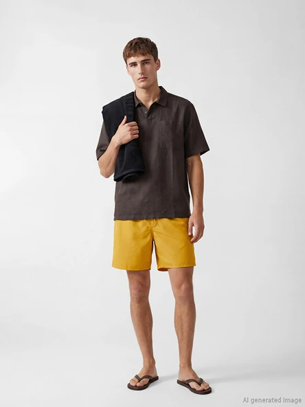 LCW SWIMWEAR Sarı Kısa Boy Erkek Deniz Şortu ürün görseli 1