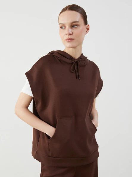 LCW Modest Kahverengi Kanguru Cepli Kadın Hoodie ürün görseli 1
