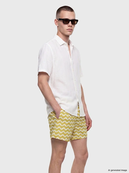 LCW SWIMWEAR Sarı Kısa Boy Desenli Erkek Deniz Şortu ürün görseli 1
