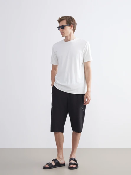 LCW SWIMWEAR Siyah Diz Hizası Boy Erkek Deniz Şortu ürün görseli 1