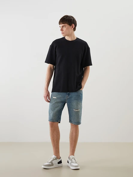 LCW Jeans Yeşil Standart Kalıp Erkek Jean Şort ürün görseli 1