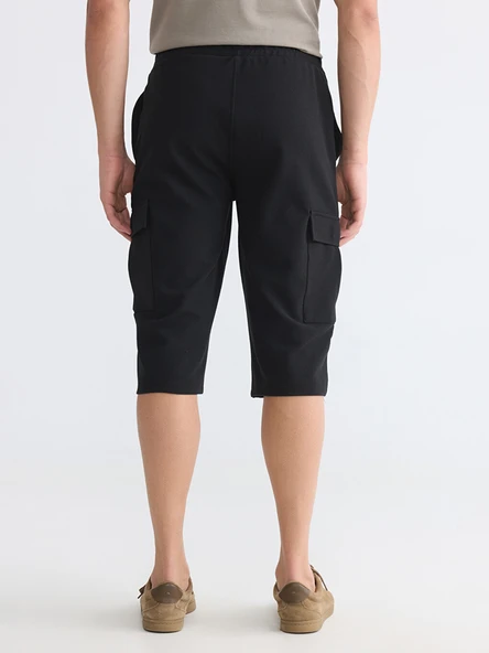 LCWAIKIKI Classic Siyah Regular Fit Erkek Kargo Şort - Resim 4