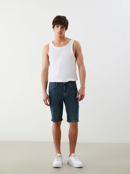 LCW Jeans İndigo Slim Fit Erkek Jean Şort ürün görseli 1