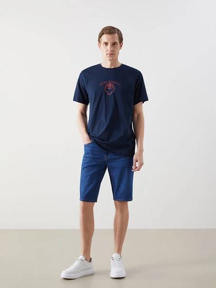 LCW ECO İndigo Süper Skinny Fit Erkek Jean Şort ürün görseli 1