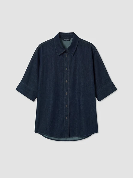 LCW Jeans İndigo Kadın Jean Gömlek - Resim 7