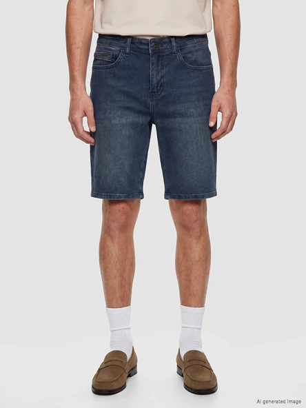 LCW Jeans İndigo Slim Fit Erkek Jean Şort - Resim 2