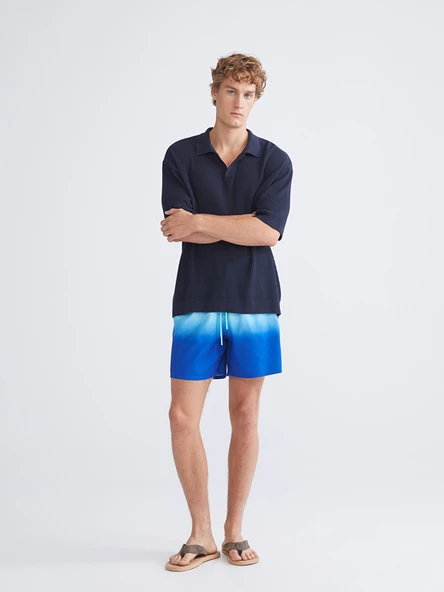 LCW SWIMWEAR Lacivert Kısa Boy Desenli Erkek Deniz Şortu ürün görseli 1