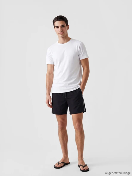 LCW SWIMWEAR Siyah Kısa Boy Yanları Şeritli Erkek Deniz Şortu ürün görseli 1