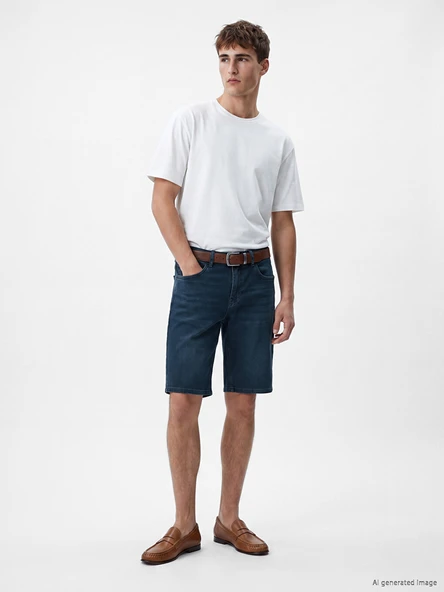 LCW Jeans İndigo Slim Fit Erkek Jean Şort ürün görseli 1