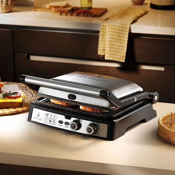 Aryıldız Multi Grill 2000W Döküm Tost ve Izgara Makinesi İnox ürün görseli 1