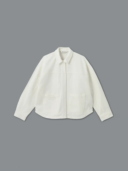 LCW Vision Beyaz Oversize Kadın Jean Gömlek - Resim 5