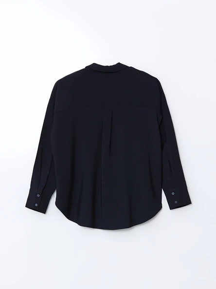LCW Vision Lacivert Oversize Kadın Gömlek - Resim 6