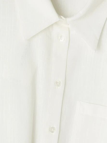 LCW Vision Beyaz Oversize Poplin Kadın Gömlek - Resim 2