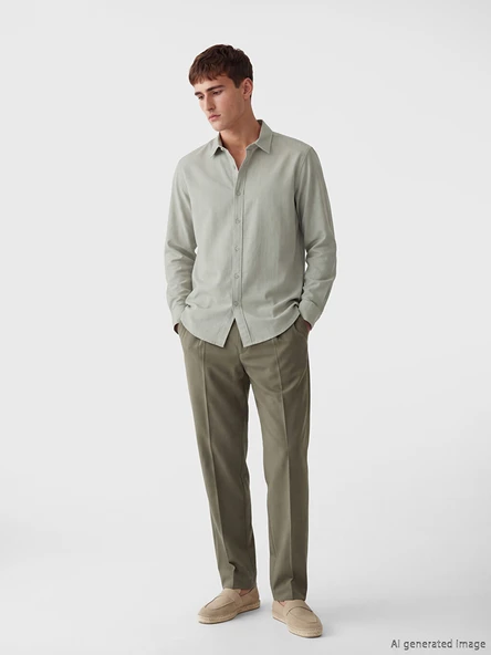 LCW Vision Yeşil Regular Fit Erkek Gömlek - Resim 2
