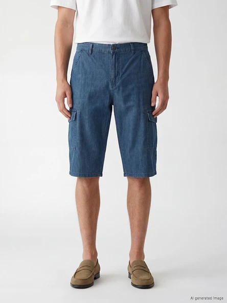 LCW Jeans Yeşil Regular Fit Erkek Jean Şort - Resim 2