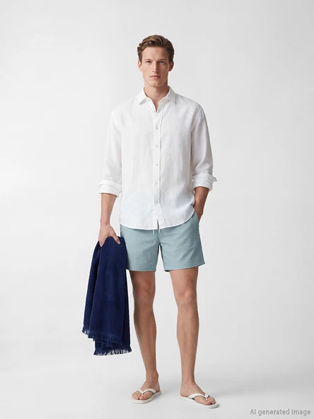 LCW SWIMWEAR Mavi Kısa Boy Erkek Deniz Şortu ürün görseli 1