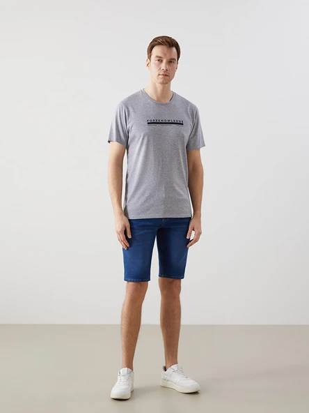 LCW ECO İndigo Süper Skinny Fit Erkek Jean Şort ürün görseli 1