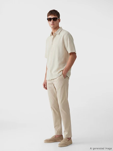 LCW Vision Bej Regular Fit Erkek Gömlek - Resim 2