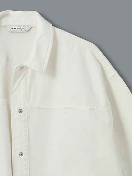LCW Vision Beyaz Oversize Kadın Jean Gömlek - Resim 7