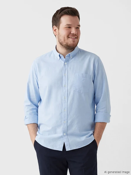 LCWAIKIKI Classic Mavi Regular Fit Oxford Erkek Gömlek ürün görseli 1